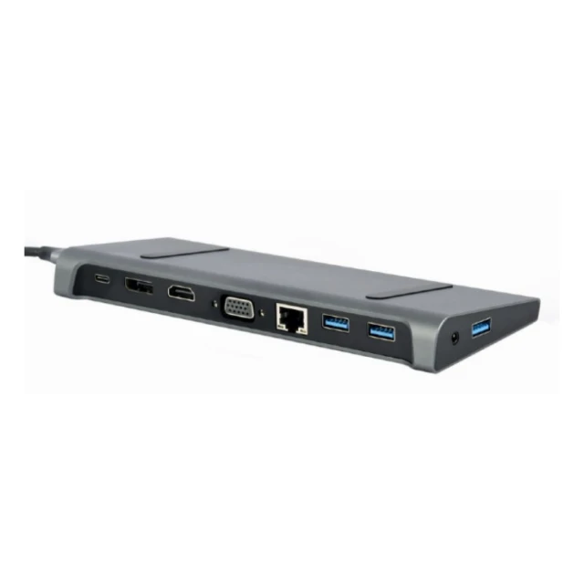A-CM-COMBO9-02 Gembird USB type-C 9-u-1 adapter Hub3.0 + HDMI + DisplayPort + VGA + PD + LAN A