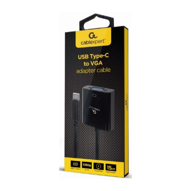 A-CM-VGAF-01 Gembird USB Type-C to VGA adapter cable, 15 cm, black