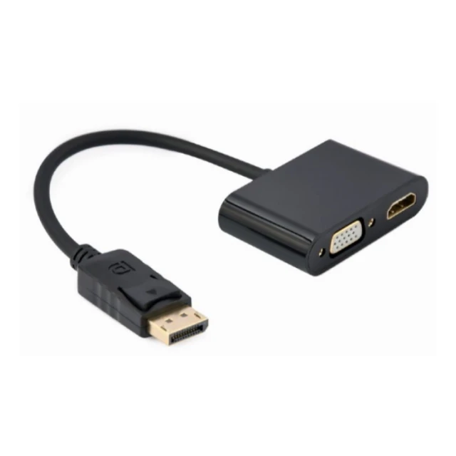 A-DPM-HDMIFVGAF-01 Gembird DisplayPort male to HDMI female + VGA female adapter cable, black