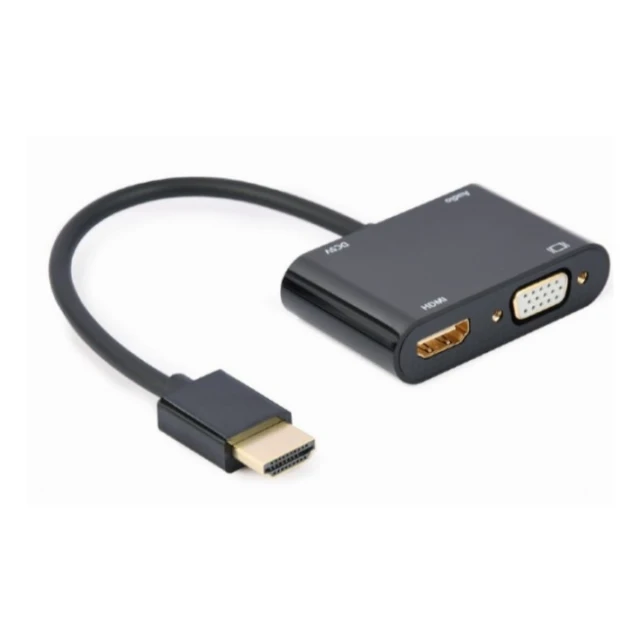 A-HDMIM-HDMIFVGAF-01 Gembird HDMI male to HDMI female + VGA female + audio adapter cable, black