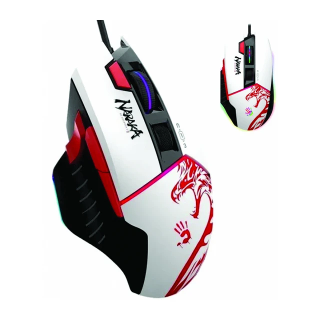 A4-W95 Max NARAKA Bloody RGB Gejmerski mis, 2000Hz/100-12.000 DPI, White USB 135mm