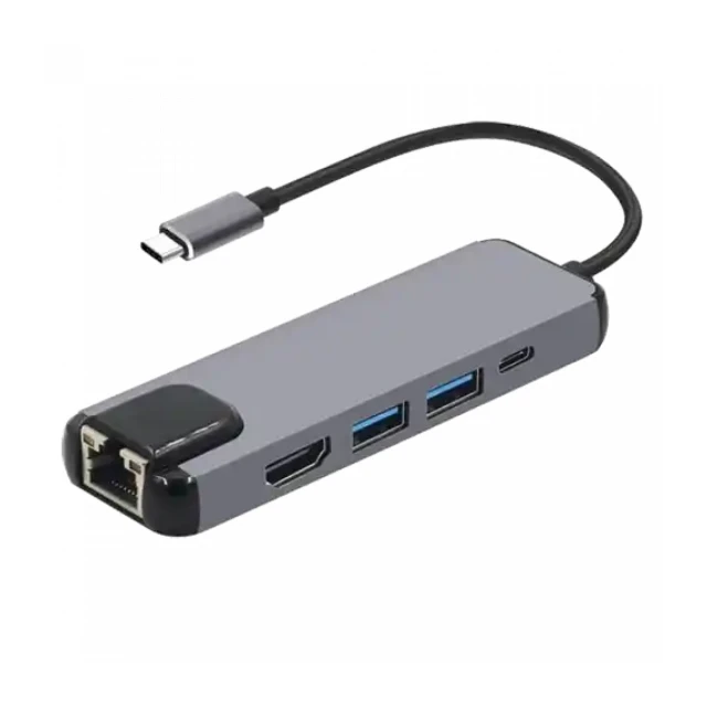 Adapter konverter Tip C - HDMI/2xUSB 3.0/Tip C/RJ45 Linkom