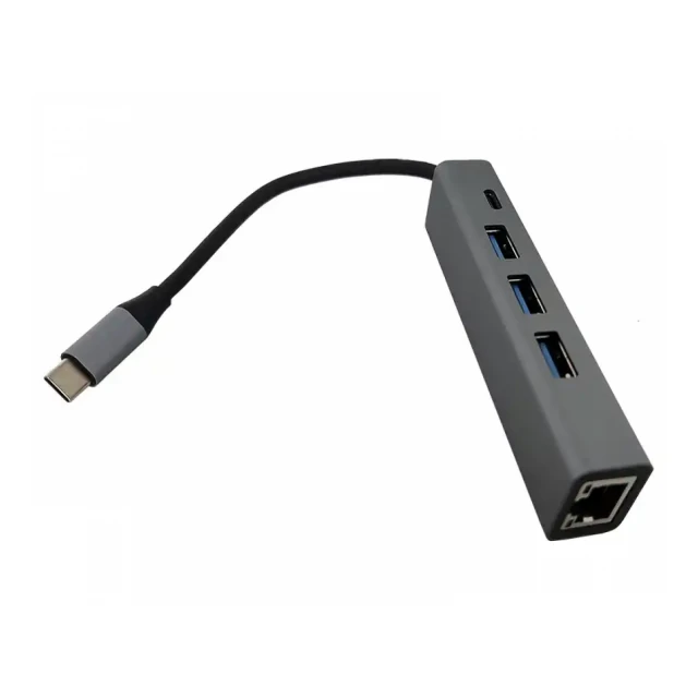 Adapter konverter USB Tip C-3xUSB 3.0+RJ45 Linkom