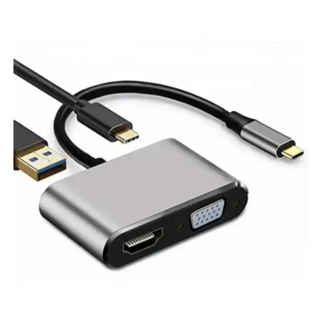 Adapter-konverter USB Tip C na HDMI 4K/VGA/1xUSB 3.0/Type C Linkom