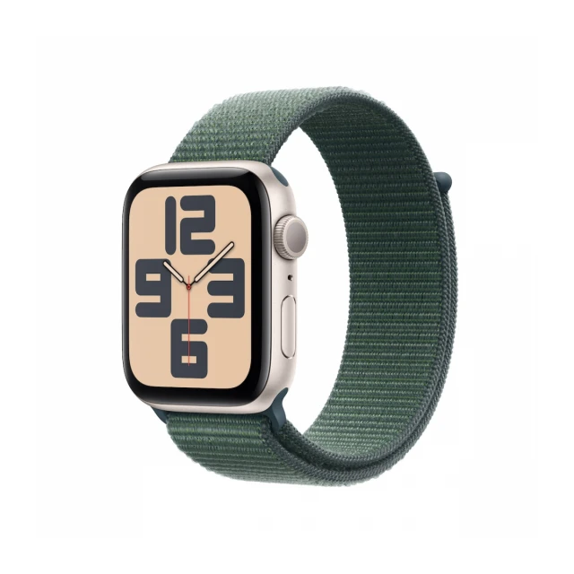 Apple Watch SE GPS 44mm Starlight Aluminium Case with Lake Green Sport Loop