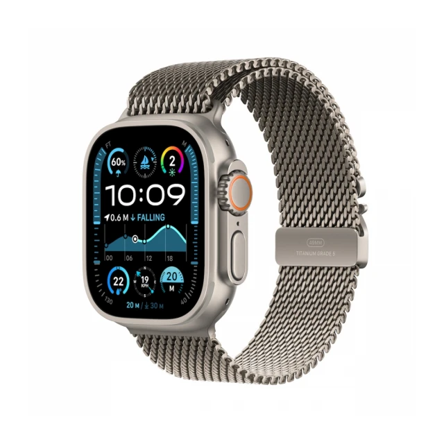 Apple Watch Ultra 2 GPS + Cellular 49mm Natural Titanium Case with Natural Titanium Milanese Loop - L