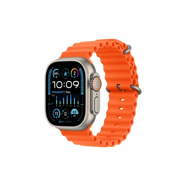 Apple Watch Ultra2 Cellular, 49mm Titanium Case with Orange Ocean Band