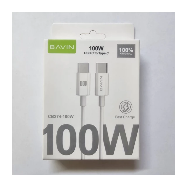 Bavin kabl 100W 1m type-C na type-C bela