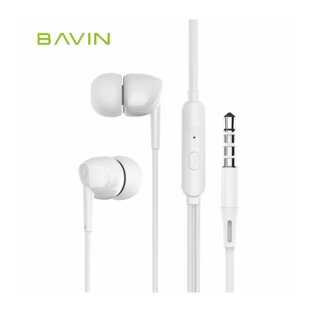 BAVIN slušalice 3,5mm 1,2m bela