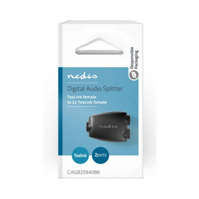 CAGB25940BK Splitter, TosLink zenski na 2x TosLink zenski adapter, Black