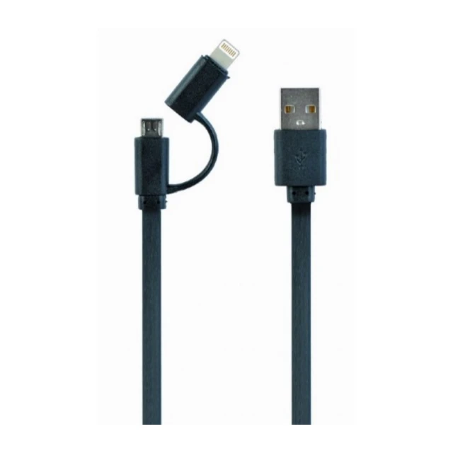 CC-USB2-AMLM2-1M USB charging combo cable iPhones 8-pin + Micro USB, black, 1 m