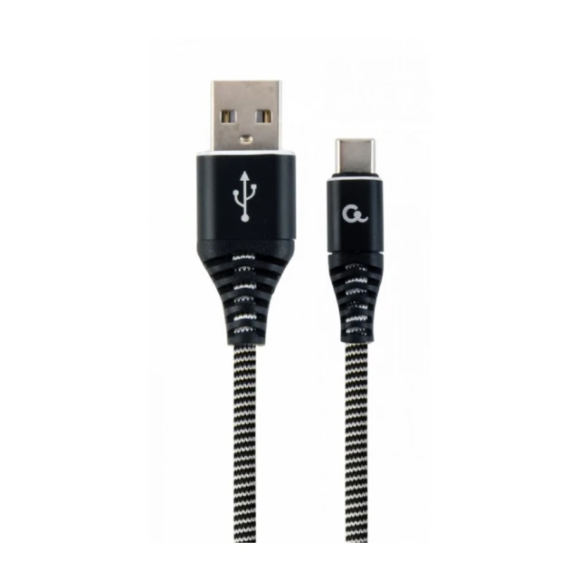 CC-USB2B-AMCM-1M-BW Gembird Premium cotton braided Type-C USB charging - data cable,1 m,black/white