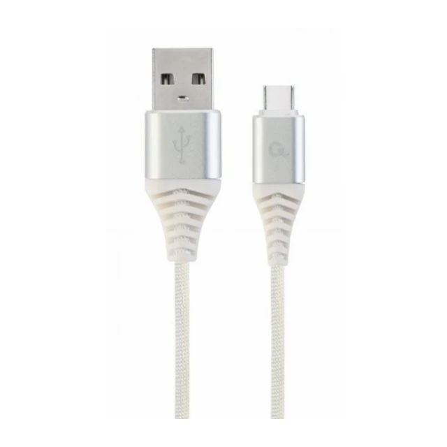 CC-USB2B-AMCM-1M-BW2 Gembird Premium cotton braided Type-C USB charging -data cable,1m, silver/white