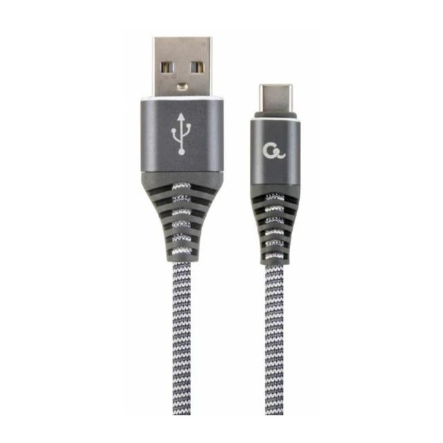 CC-USB2B-AMCM-2m-WB2 Gembird Premium cotton braided Type-C USB charging -data cable,2m, spacegrey/wh