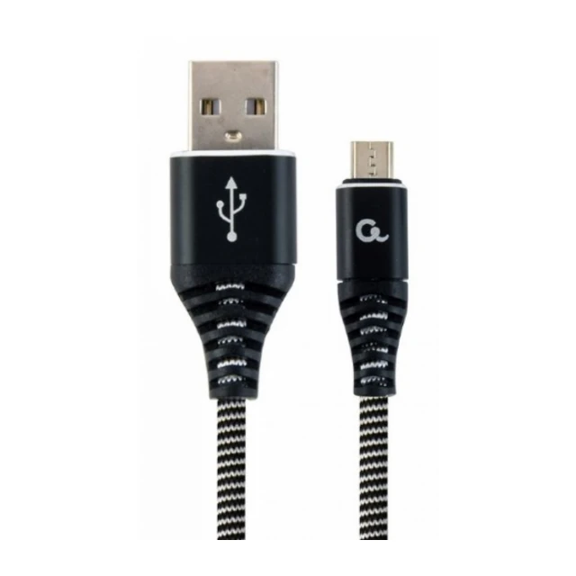 CC-USB2B-AMmBM-1M-BW Gembird Premium cotton braided Micro-USB charging - data cable,1m, black/white