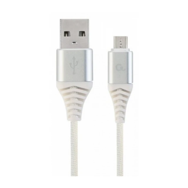 CC-USB2B-AMmBM-1M-BW2 Gembird Premium cotton braided Micro-USB charging -data cable,1m, silver/white