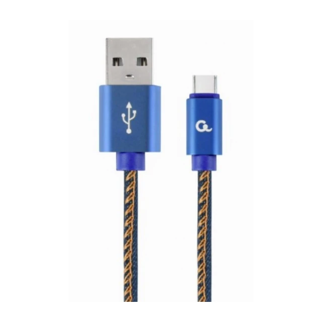 CC-USB2J-AMCM-1M-BL Gembird Premium jeans (denim) Type-C USB cable with metal connectors, 1m, blue