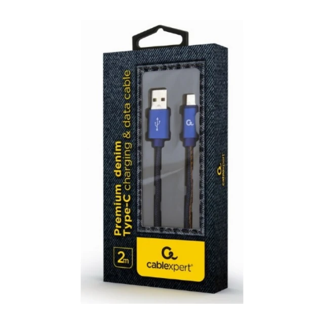 CC-USB2J-AMCM-2M-BL Gembird Premium jeans (denim) Type-C USB cable with metal connectors, 2 m, blue