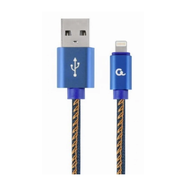 CC-USB2J-AMLM-1M-BL Gembird Premium jeans (denim) 8-pin cable with metal connectors, 1m, blue