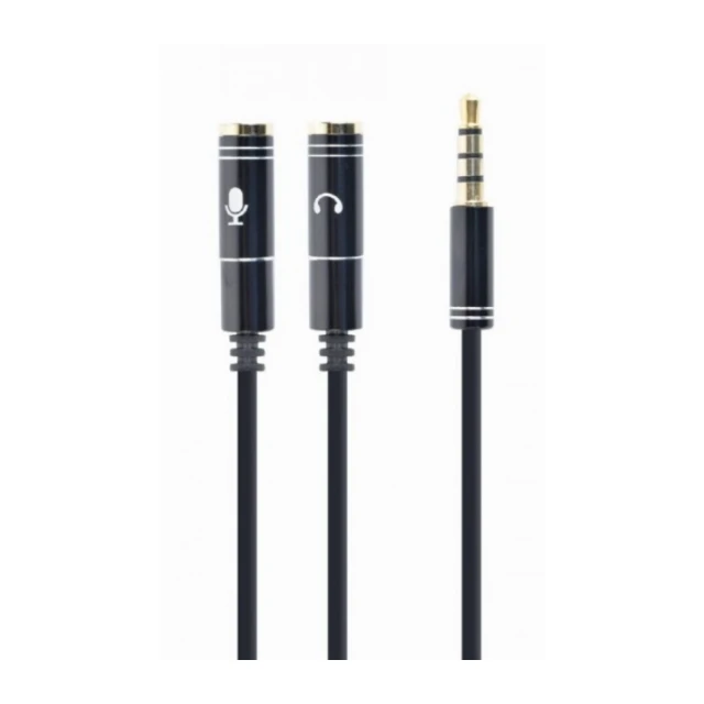 CCA-417M Gembird 2x 3.5 mm(slusalice i mikrofon) Metalni adapter na 1x 3.5mm(4 pin) cable, 0.2m crn