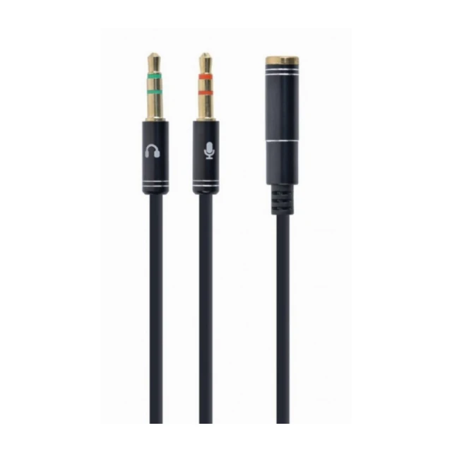 CCA-418M Gembird 3.5mm Headphone Mic Audio Y Splitter Cable Female to 2x3.5mm Male adapter, Metal