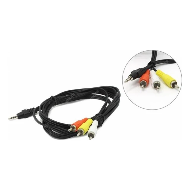 CCA-4P2R-2M Gembird Jack AV 3.5mm 4-pin, cable Jack AV 3.5mm male - 3x RCA male 2m black