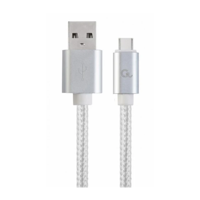 CCB-mUSB2B-AMCM-6-S Gembird Cotton braided Type-C USB cable with metal connectors, 1.8 m, silver