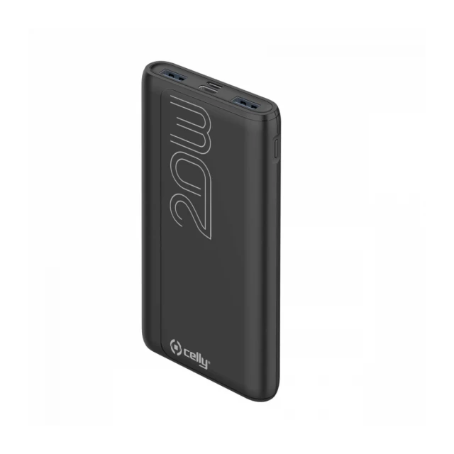 Celly power bank 10000 mAh 20W + kabl Type-A na Type-C crna