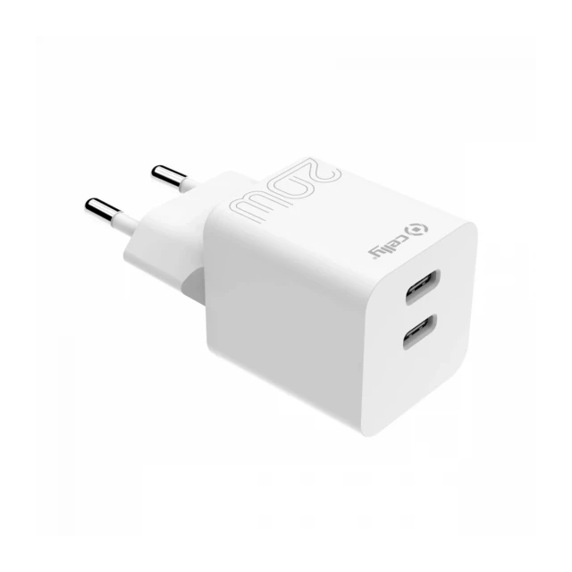 Celly punjač 20W PD USB-C + USB-C bela