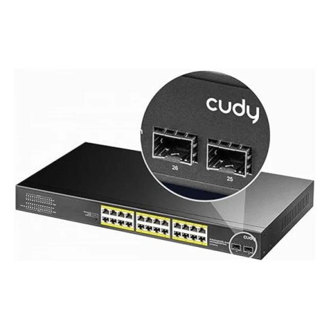 Cudy GS1026PS2 24-Port Gigabit PoE+ Switch with 2 Uplink Gigabit Ports and 2 Gigabit SFP Slots 300W