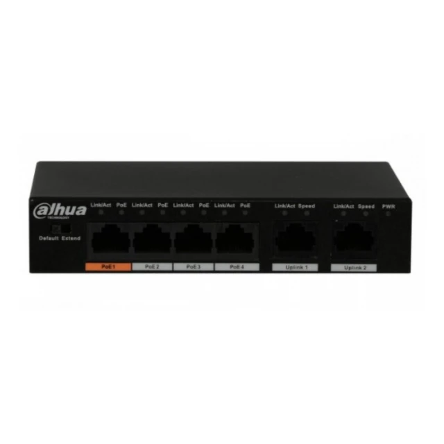 Dahua POE switch PFS3006-4ET-60 POE 4x 10/100 RJ45 ports, 2x Uplink 10/100 (Alt. FS1006P , TEF1106P)