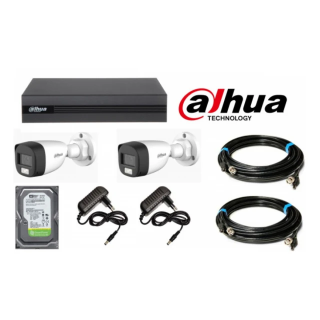 Dahua SET-17 * 2 kamere Full HD + Audio + DUAL LIGHT 2mpix, kabl 2x15m, napajanje 2x12V 1Ah, 1TB