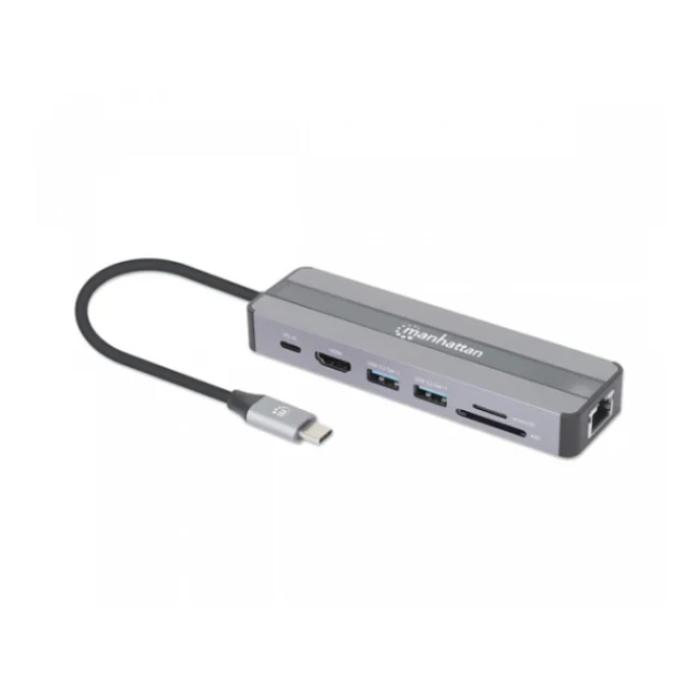 Docking station Manhattan 153928 7in1 USB-C - HDMI/2xUSB 3.0/LAN/CR/PD 87W