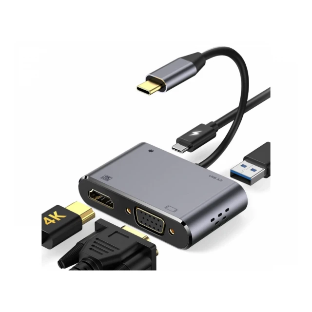 E-GREEN Adapter USB 3.1 Tip C (M) - HDMI+VGA+ 3.0 USB + tip C 