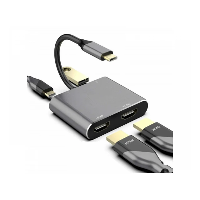 E-GREEN Adapter USB 3.1 tip C (M) - 2 x HDMI + USB 3.0 + PD 60W (4 u 1) 