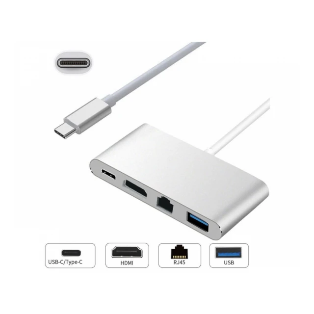 E-GREEN Adapter USB Tip C - HDMI + USB 3.0 + Tip C + RJ45 (F) 