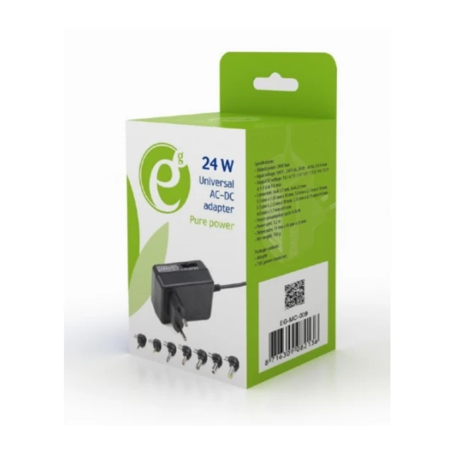 EG-MC-009 Gembird 24W Univerzalni AC-DC adapter 220V/24W na 3,4.5,5,6,7.5,9,12V 2A max