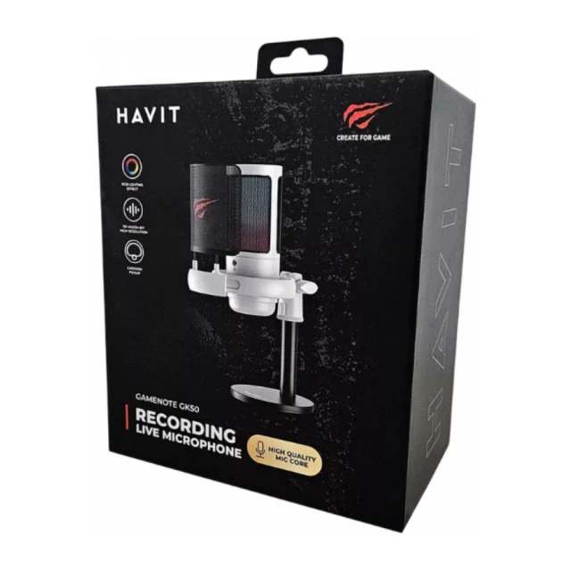 HAVIT računarski mikrofon GK50 RGB beli