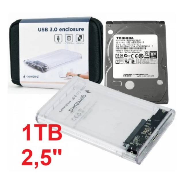 HDD 2.5 * 1TB SET USB 3.0 SATA eksterno kuciste + 1TB MQ01ABD100V TOSHIBA  EE2-U3S9-6 (3899)