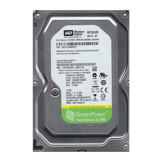 HDD 3.5 * 1TB WD10EURX WD AV-GP Green IntelliPower 64MB SATA3 (2299)