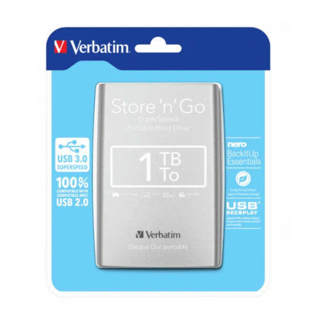 HDD E2.5" Verbatim 1TB USB 3.0 Store'n'Go 53071, Silver