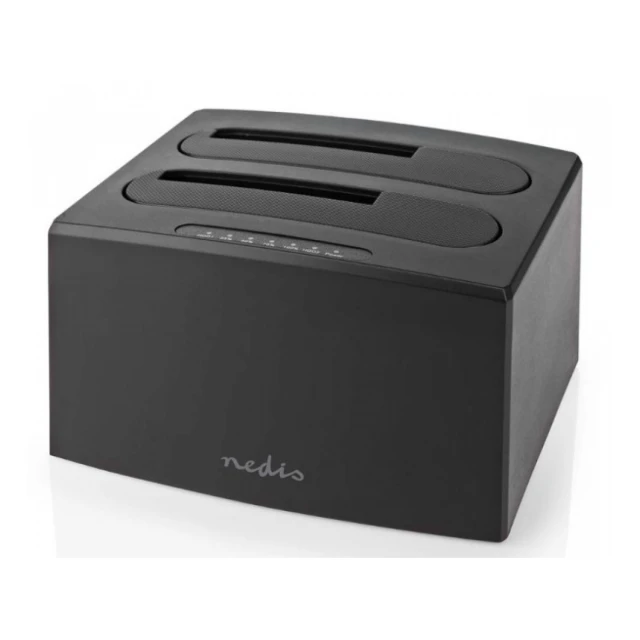 HDDUDB3210BK Nedis USB 3.2 DUPLI docking station za 2.5/3.5 SATA hard diskove, Kloniranje max 8TB