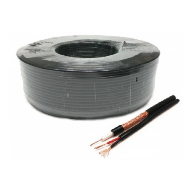 KABL-COAX-RG59+2X0.75 CCA/PE/100M Outdoor Koaksialni kabl sa napojnim kablom 2x0,75mm black 100m