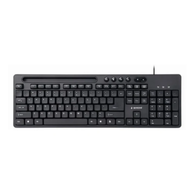 KB-UM-108 Gembird Multimedijalna tastatura US layout black USB sa drzacem za telefon A