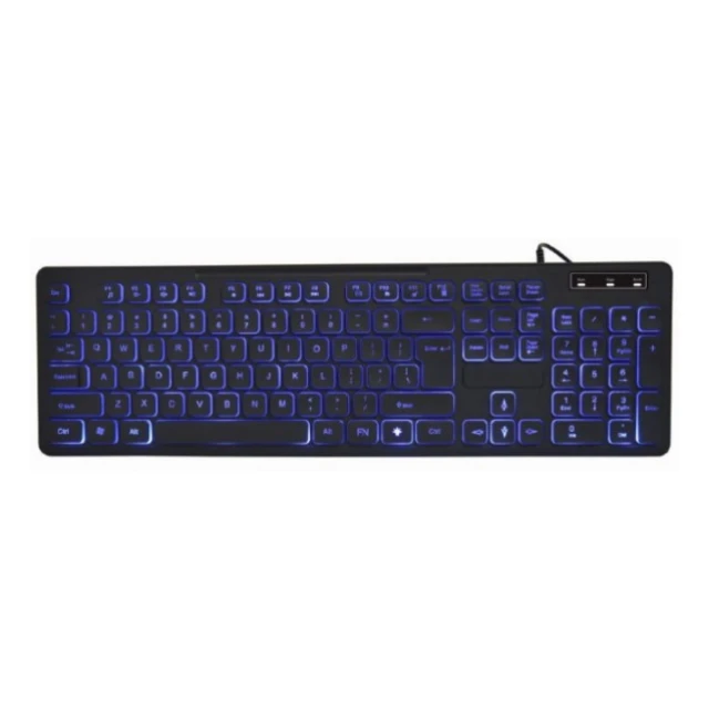 KB-UML3-02 Gembird LED multimedijalna tastatura sa pozadinskim osvetljenjem, US layout USB