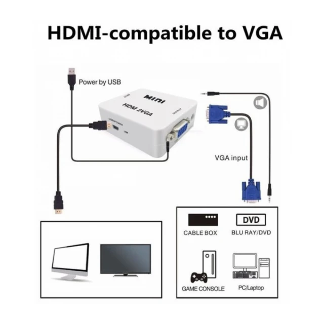 Konverter mini HDMI na VGA HDMI2VGA