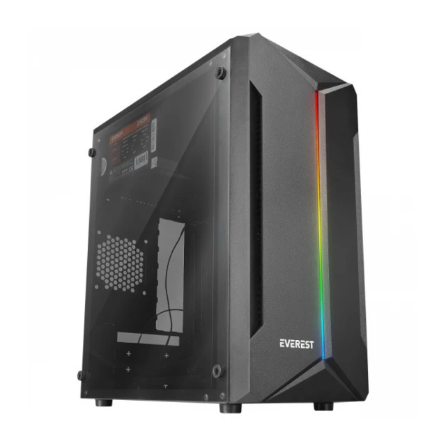 Kuciste Everest Saber 250W Akrilna stranica, M-ATX/RGB strip