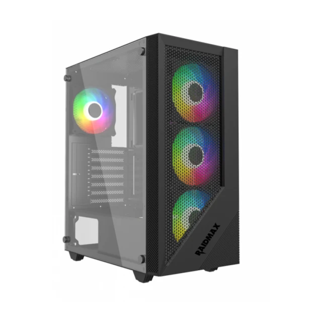 Kuciste Raidmax Obsidian window/black, 4x 120mm RGB/650W/RO650RGB