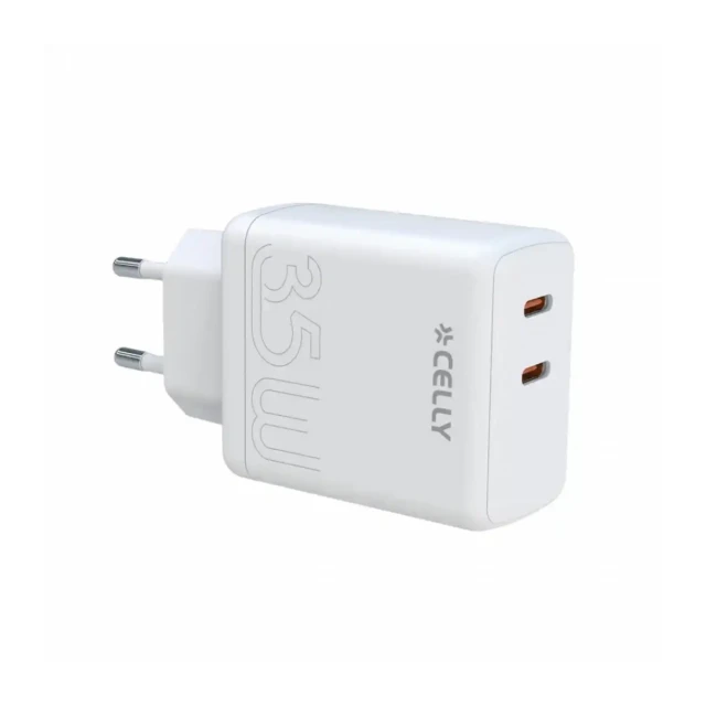 Kućni punjač Celly TC2USBC35WWH 35W 2x USB C