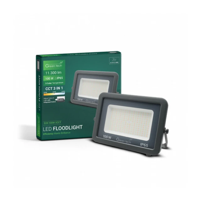 LED REFLEKTOR ALUMINIJUMSKI 100W 3CCT IP65 GREEN TECH